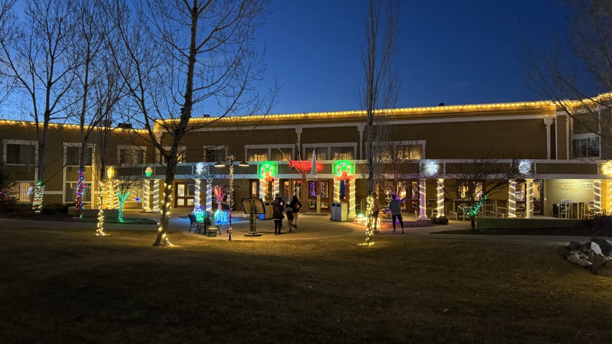 Grand Canyon Railway holiday lights outside