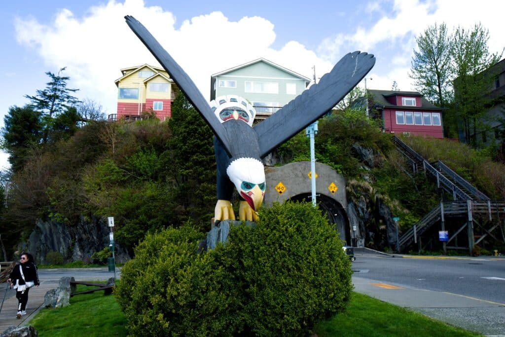 Thunderbird totem pole in Ketchikan